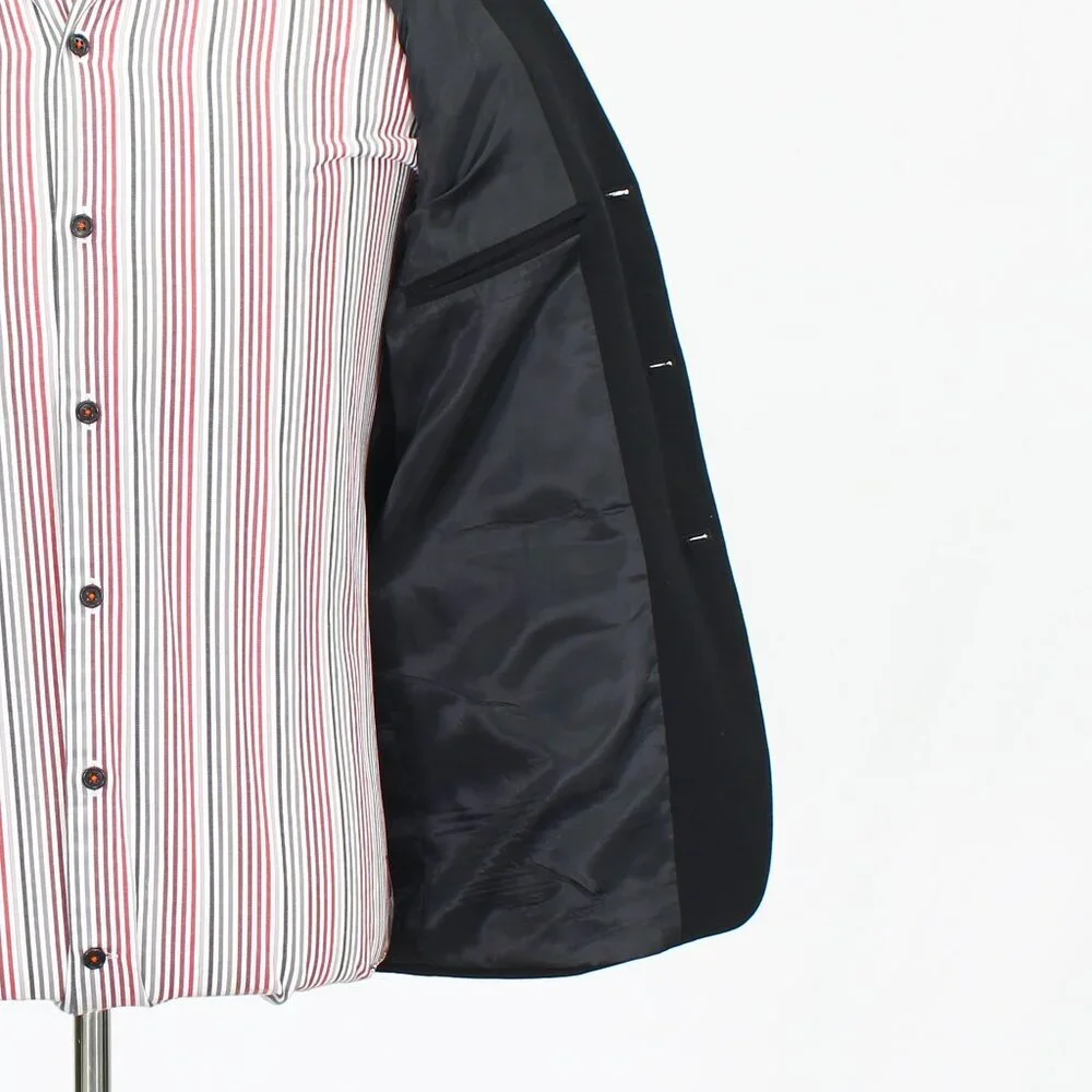 Calvin Klein 34R Black Solid 3-Button Sport Coat Blazer Jacket P476